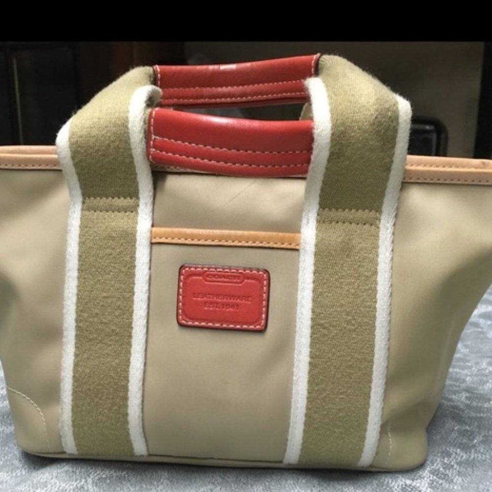 Coach L055-6268 Tan Nylon w/ Leather Trim Mini Bag